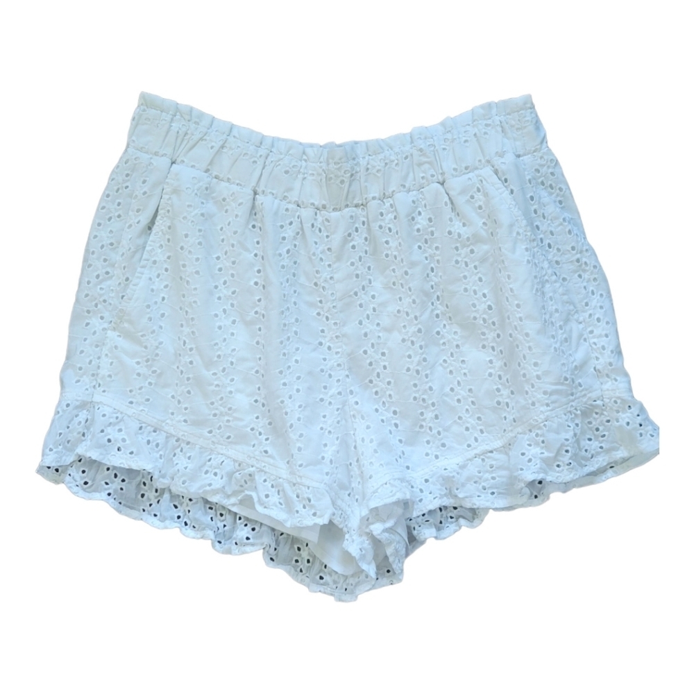 Hollister Shorts White Ultra High Waisted Eyelet Cotton w/Pockets Medium